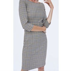 Zara Form Fitting Sheath Belted Checkered/Plaid Dress, S